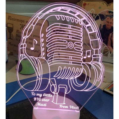 3D лампа  "Слушалки и микрофон"