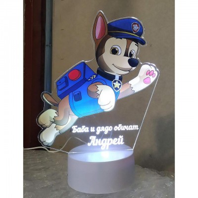 3D Детска лампа "Пес патрул Чейс"