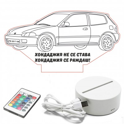 3D лампа  "Кола Honda EG"