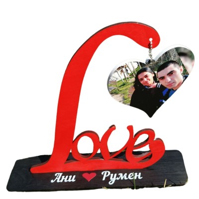 Дървен сувенир "Love със снимка"